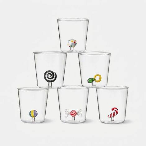 Lot de 6 verres en verre décorés Made in Italy Candies (1/3)