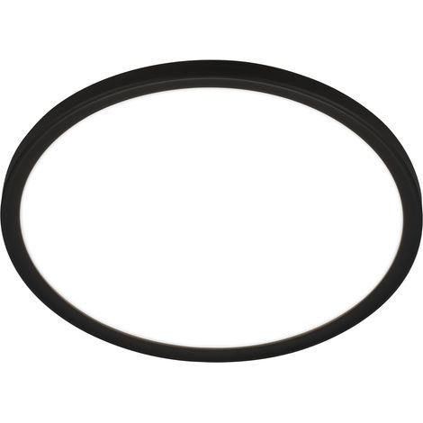 Plafonnier LED à lumière indirecte, plat, IP44 anti-éclaboussures, plafonnier LED, panneau LED, lampe de salle de bain, lampe de cuisine, lampe pour pièce humide, 29x4cm (DxH), noir (1/5)
