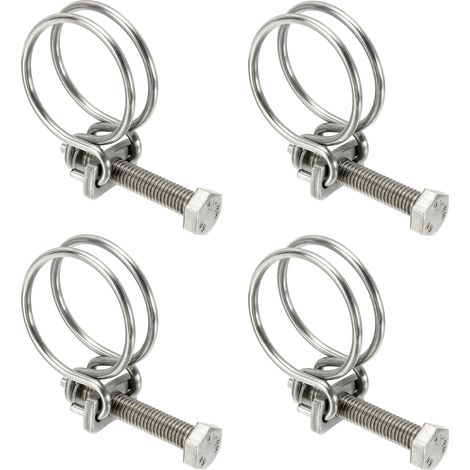4 Pcs Doubles Colliers De Serrage À Double Fil 32-36 mm Argent (1/5)