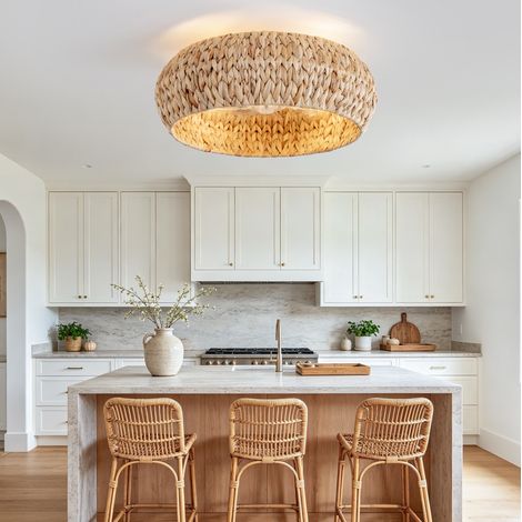 Ventilatore da soffitto con luce 19 pollici in rattan, 6 velocità, rame DESVIAE (1/5)