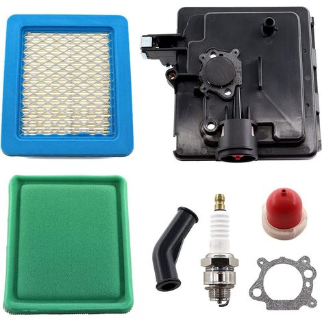 Luftfiltergehäuse, Grundplatte, Zündkerze für Briggs & Stratton Quantum Motor 795259, 792040, 691753, 496116, Luftfilterdeckel 491588, 399959