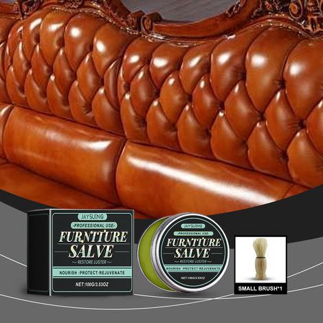 Crème d'entretien pour meubles en cuir - Répare les rayures, imperméabilise et entretient les meubles, sacs en cuir et sièges de voiture - 100 g + Brosse 1 (1/5)