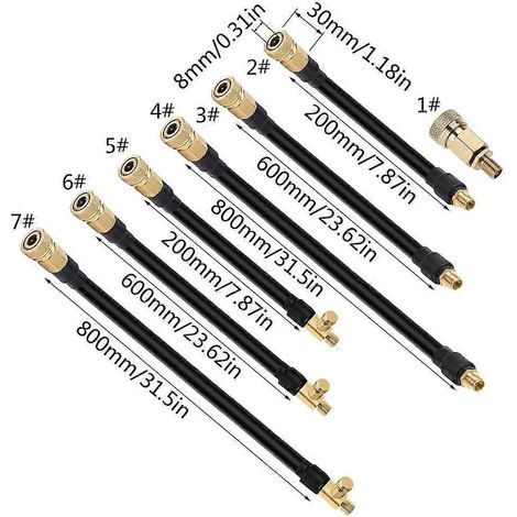 Tuyau d'air en caoutchouc flexible, rallonge de pneu, adaptateur pour compresseur d'air-2- (1/4)