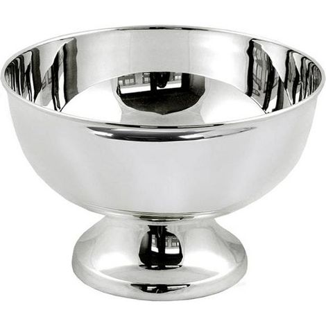 Coupe sur Pied Décorative , Bol de Présentation en Métal Plaqué Argent, Ø 19 cm - PANGIVO (1/2)