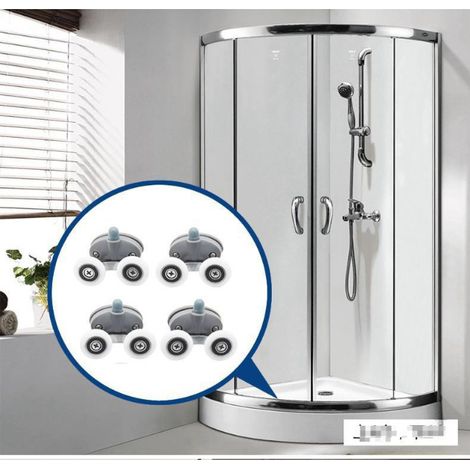 Roulette pour porte coulissante en verre de cabine de douche Double roue, diamètre 23 mm, espacement des trous 26 mm (2 en haut, 2 en bas) (1/3)