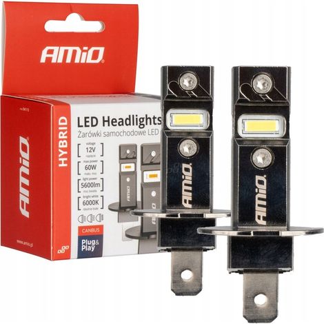 Lampadine LED per auto ibride serie H3 6000K Canbus 60W amio-04113 (1/5)