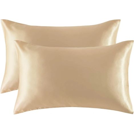 Filiyano – oreiller en soie glacée – Lot de 2 taies d'oreiller en soie glacée - Camel 51 x 91 cm (1/5)