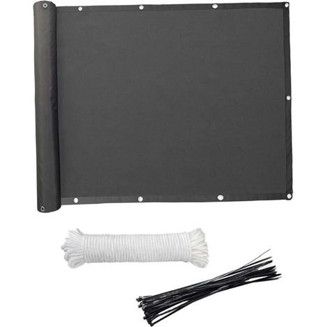 Brise-vue pour balcon (PEHD) résistant aux intempéries, idéal pour terrasse, patio, jardin, piscine extérieure, porche, rambarde, 118 x 35 pouces, noir (1/5)