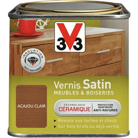 Vernis V33 Meubles et Boiseries Satin Acajou clair 0,75 L (1/2)