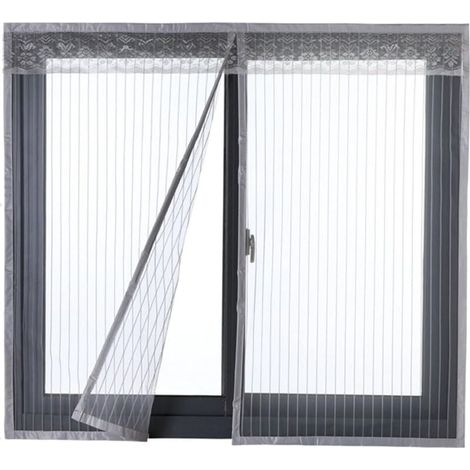 Moustiquaire de Porte Ou Fenetre Magnetique Rideau Moustiquaire De Porte Avec Aimants Gris 120x130cm (1/4)