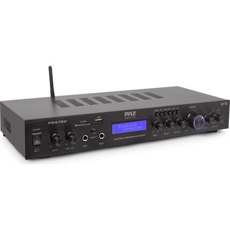 Ampli Bluetooth 5 Canaux à Montage en Rack, Amplificateur de Haut-Parleur Home, Streaming Bluetooth sans Fil, MP3/USB/SD/AUX/Radio FM, 200 Watts avec LCD ID3 Numérique, Noir (1/5)