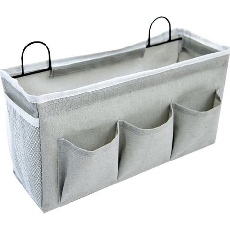 Ampia borsa portaoggetti da parete, 3 tasche, cestino portaoggetti in lino, impermeabile (1/5)
