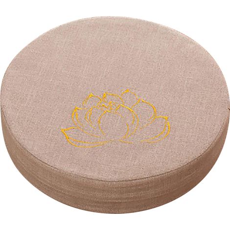 Coussin de Méditation Rond en Mousse Ferme, Housse Détachable en Lin Coton Lavable, Coussin de Sol Confortable pour Salon ou Balcon, Couleur Beige (1/5)