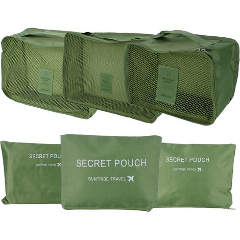 6 Sacs de Rangement pour Valise - Organisateur de Bagage Voyage, Set Compartiment Vêtements Vert (1/5)