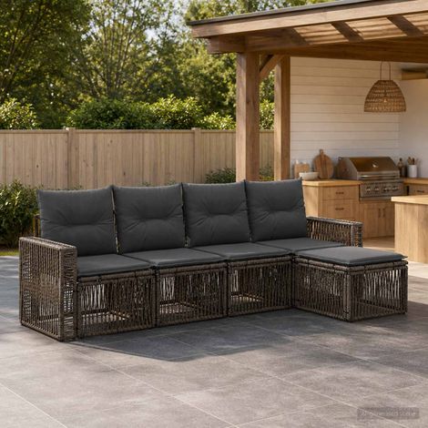 Set Divano da Giardino 5 pcs Grigio e Grigio Scuro polyrattan vidaXL (1/5)