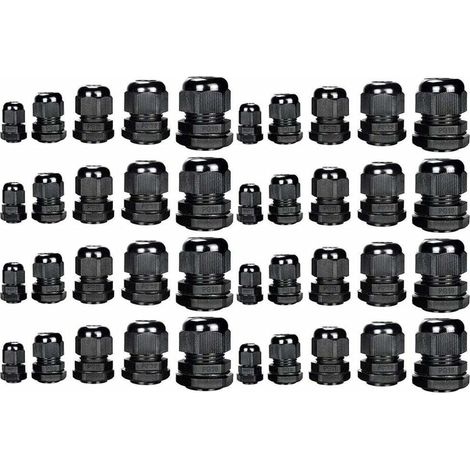 Wasserdichte, verstellbare Kabelverschraubungen aus Kunststoff, 3,5–13 mm, Kabeldichtungen, Drahtschutz, PG7, PG9, PG11, PG13,5, PG16, 40er-Packung