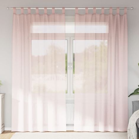 Voile Vorhänge mit Schlaufen 2 Stk. Hellrosa 140x225 cm