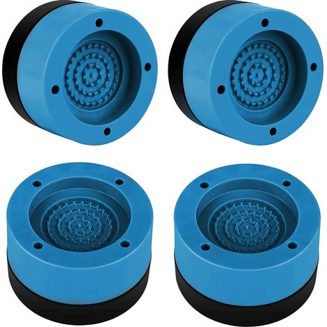 Amortiguadores de vibración (juego de 4) para lavadoras y secadoras: alfombrillas azules antivibración y aislantes acústicas. (1/5)