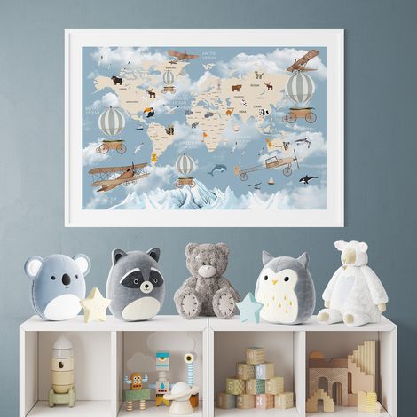 Poster / Affiche enfants - Carte du Monde - 20x30 cm (1/3)