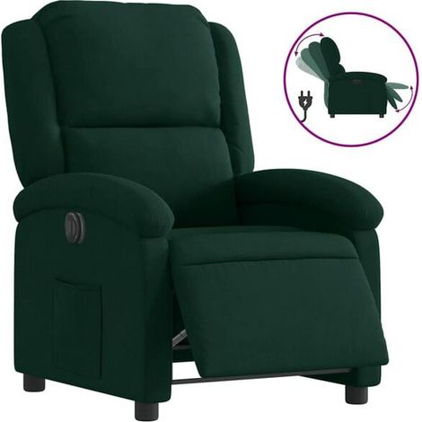 Fauteuil inclinable électrique en velours vert foncé (1/5)