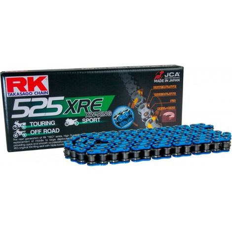 Chaîne RK DRIVE BB525XRE-124 (XW-RING) LUG (CLF) INCLUSE COULEUR BLEUE (CAPACITÉ : JUSQU'À 1000 CCM) (42 KN)