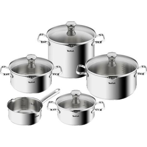 Tefal Duetto On, Set di pentole 9 pezzi, Casseruola 16 cm, Pentole 18/20/24 cm + coperchi, Pentola per pasta 22 cm + coperchio (1/4)