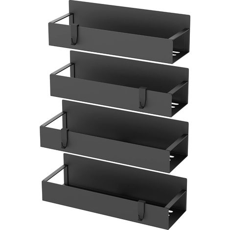 4er-Pack magnetisches Gewürzregal, geeignet für Kühlschränke und Backöfen, schwarzes Kühlschrank-Aufbewahrungsregal. (1/3)