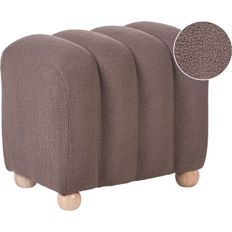 Puf otomana moderno acanalado tapizado de bouclé patas de madera estilo rústico retro marrón Idyllwild