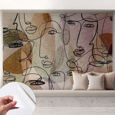 Papier peint adhésif décoratif pour salon chambre et cuisine Facile à poser avec colle Visages linéaires 208x146 cm (1/5)