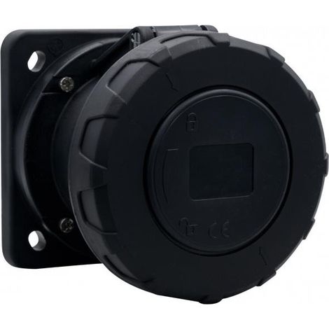 Prise de courant droite 16A/5P 380V-415V /FE/ IP67 noire F7.0171