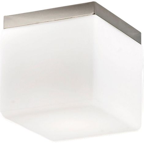 Binnie Plafoniera Quadrata Anodizzata con Vetro Satinato E14 IP20 20cm - Rossini Group - Lampada compatta per soffitto
