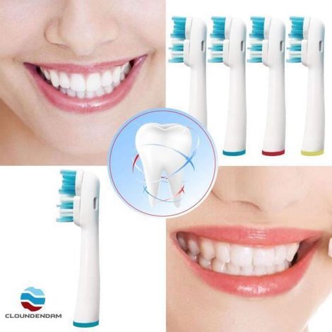 Pack de 8 2 x 4 ttes de remplacement pour brosse dents lectrique Oral B Dual Clean SB417 Label Étiquette (1/4)
