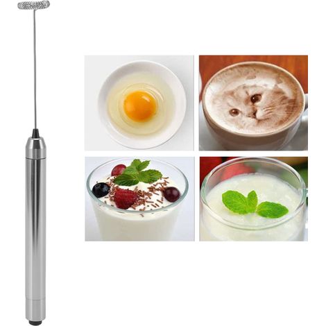 Mousseur à lait électrique en acier inoxydable 304, batteur à œufs automatique, mixeur portatif pour café/milkshake, mini mousseur à lait (1/5)
