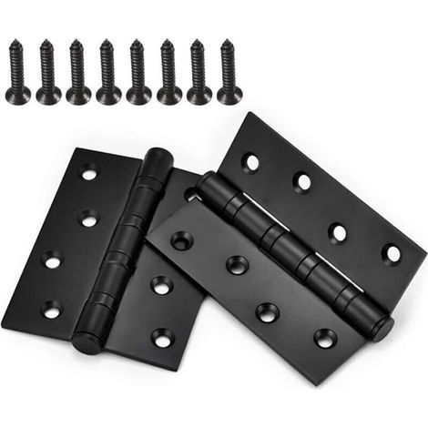 2 pièces charnière fenêtre charnière porte de l'armoire charnières vis connecteurs en acier inoxydable roulements à billes avec vis(noir,10075mm) (1/5)