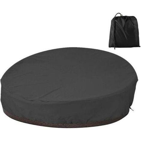 Housse de Protection Canapé Lit Rond Imperméable, Couverture de Canape-Lit en Oxford 210D Solide et Durable, Housse de Protection Salon de Jardin Anti-UV Pluie Vent (Noir) (1/4)