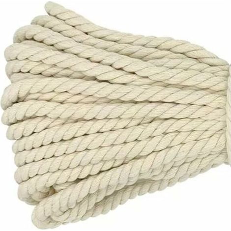 Makramee-Seil, dickes geflochtenes Baumwollseil, 8 mm x 20 m, Beige