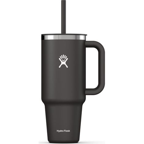 Hydro Flask - Travel Tumbler - Bicchiere da viaggio 1180 ml (40 oz) con coperchio a incastro per cannuccia chiudibile - Acciaio inossidabile - Coperchio resistente agli schizzi - Black (1/5)