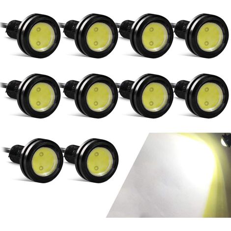 10 Stück 23 mm 3 W Eagle Eye LED für Tagfahrlicht, Rennmotorrad-DRL-Positionsleuchten (Weiß)