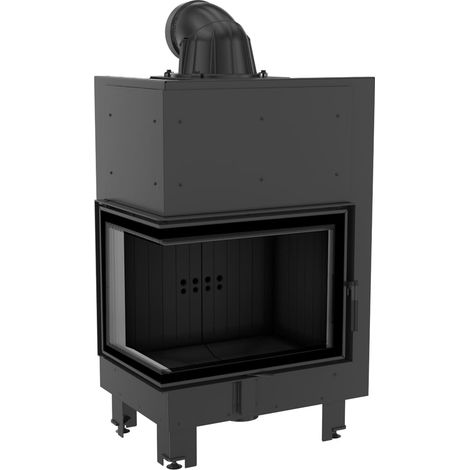 Kamineinsatz aus Stahl KRATKI MBZ links 13 kW Ø 200 gebogenes Glas schwarz Verkleidung (1/5)