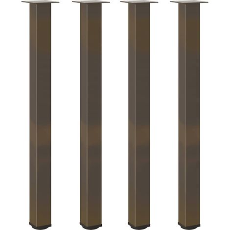 Lot de 4 pieds de table de bar avec patins réglables 110-112 cm design moderne en acier naturel (1/5)