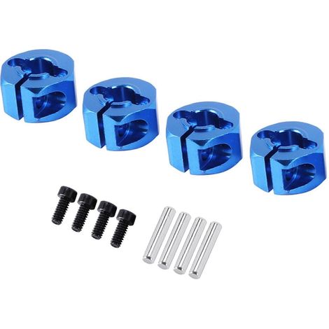 Hexagone de roue en métal bleu RC 7.0, entraînement 12 mm avec vis à goupille pour voiture RC (1/4)