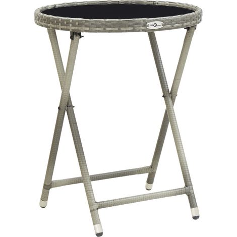 46204 Tea Table Grey 60 cm Poly Rattan and Tempered Glass vidaXL (1/5)