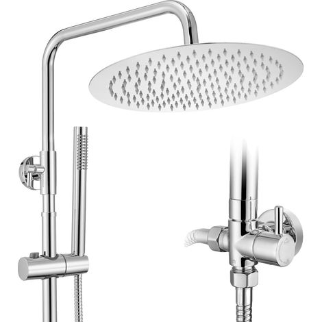 Columna de ducha, altura telescópica ajustable, efecto lluvia, redonda - Cabezal de ducha de 30 cm (12 pulgadas) (1/2)