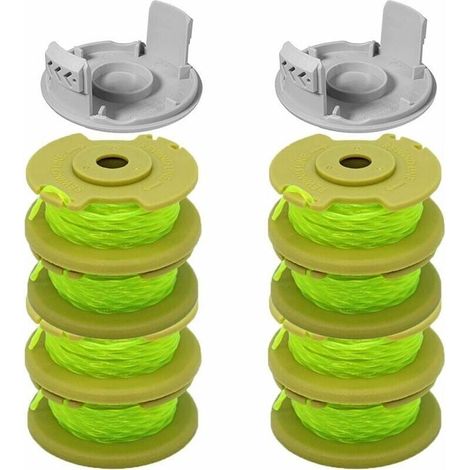 10 Paquets Bobine de Rechange pour Coupe-bordure pouce pour Ryobi , Compatible Avec Ryobi One + AC14RL3A, Coupe-fil Sans Fil , 8 Bobines + 2 Capuchons de Coupe,( Jaune) (1/5)