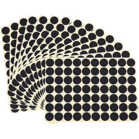 Étiquettes autocollantes rondes noires de 19 mm de diamètre. (1/4)