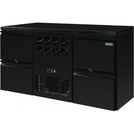 Arrière-bar 4 tiroirs, rafraichisseur à vin 8 bouteilles noir, 380 W, 220 V - MONO (1/5)