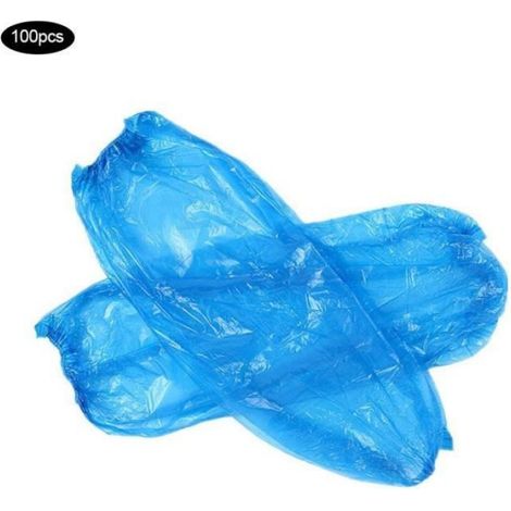 100 Manchons PE, Imperméables, Poignets Élastiques, Protection Bras, Industrie Alimentaire (1/3)