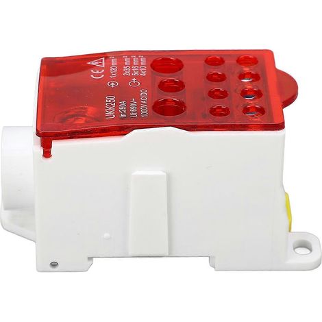 Boîte de jonction avec bornier pour montage sur rail DIN, unipolaire, 690 V, 250 A, rouge