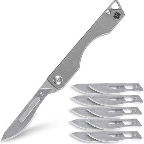 Titanium Klappmesser mit 24 Klinge, EDC Taschenmesser für Outdoor & Camping