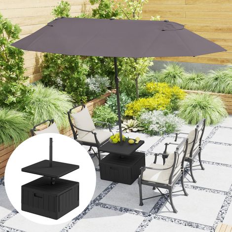 Soporte para sombrilla de patio, soporte para sombrilla de jardín con mesa, base para sombrilla de patio, plástico, negro